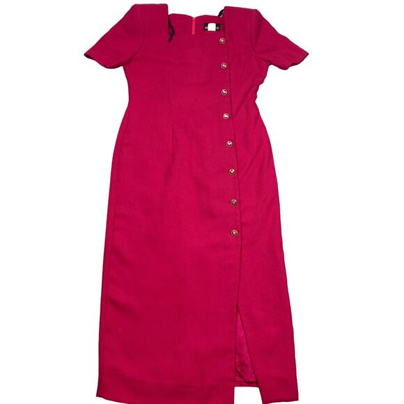 john roberts dress womens 8 Curvy button down long thick pink vintage USA sheath - Picture 1 of 16